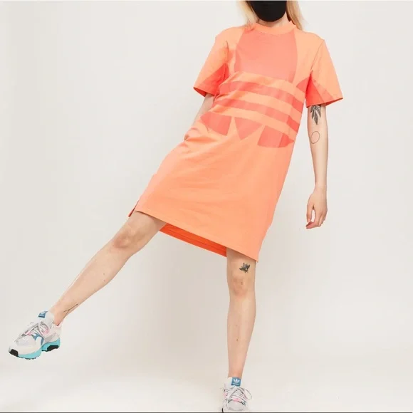 Adidas originals Large logo tee dress orange - Picture 2 of 5